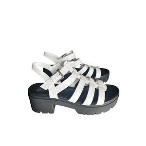 Madden NYC Fisherman Chunky Heel Sandals Adjustable Straps Grunge White Size 10
